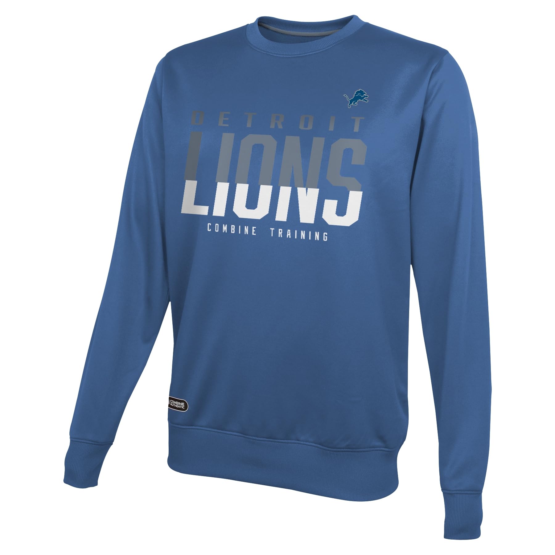 Outerstuff NFL Men's Pro Style Performance Fleece Crew Neck Pullover Long Sleeve Sweatshirt, Detroit Lions, Large