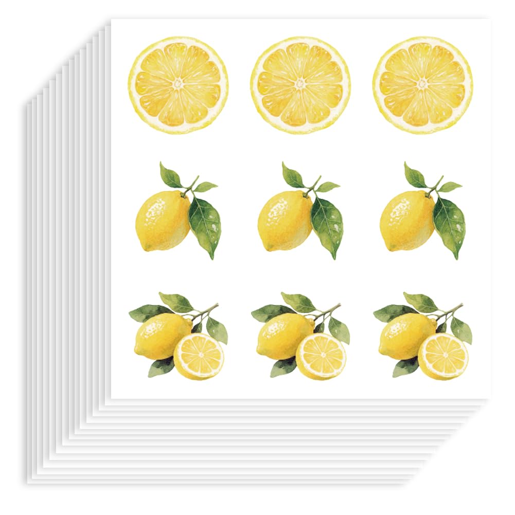 Hobbspring 180Pcs Lemon Stickers 2.5cm Self-Adhesive Paper Decorative Stickers Waterproof Lemon Slice Planner Decals for Scrapbook Calendar Journals Crafting Gift Bag Decor