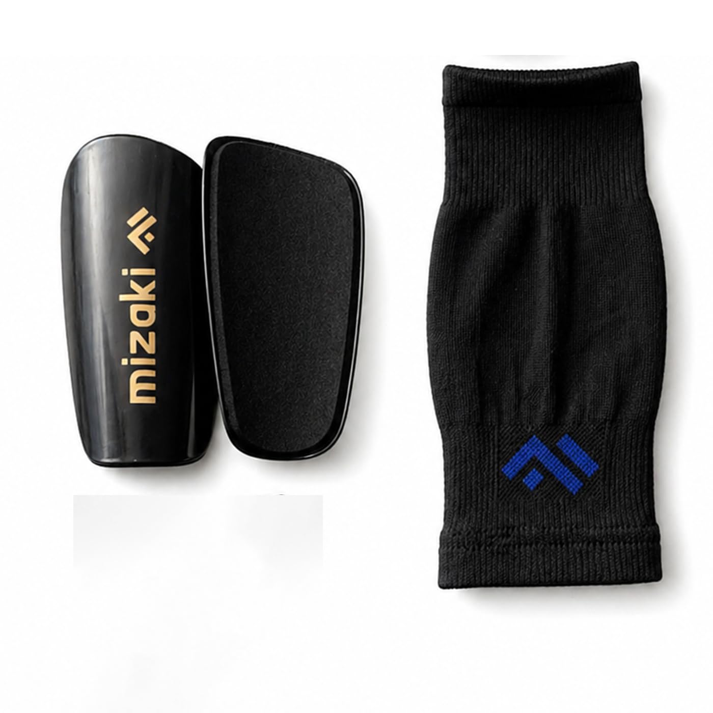 Mizaki Vipper Plus Football Shin Guard and Sleeve Combo Pack, with Foam Padding Durable Shell (Black)-image-17