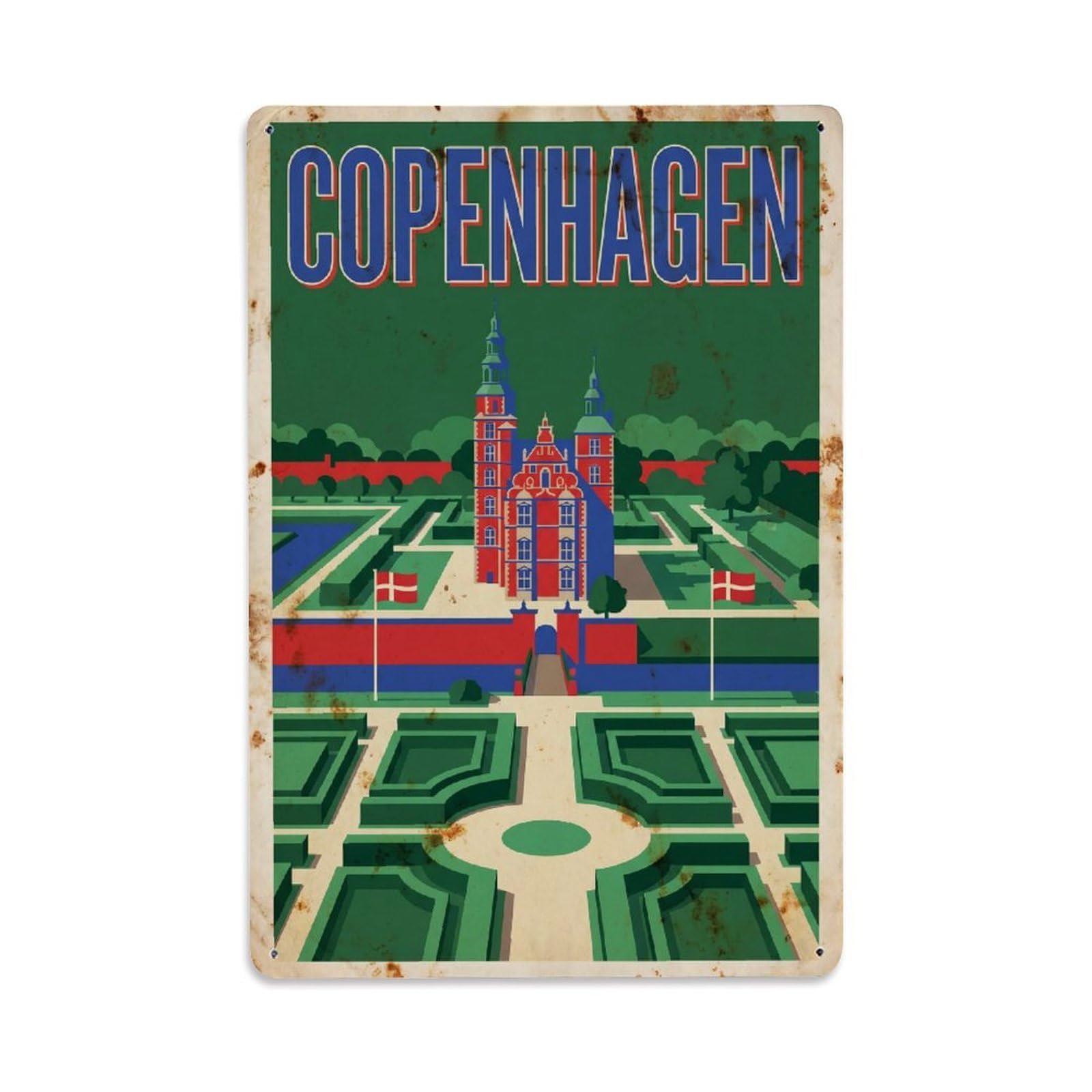 Este 8X12inch Style Vintage Travel Copenhagen Denmark Mesmerizing Metal Tin Sign