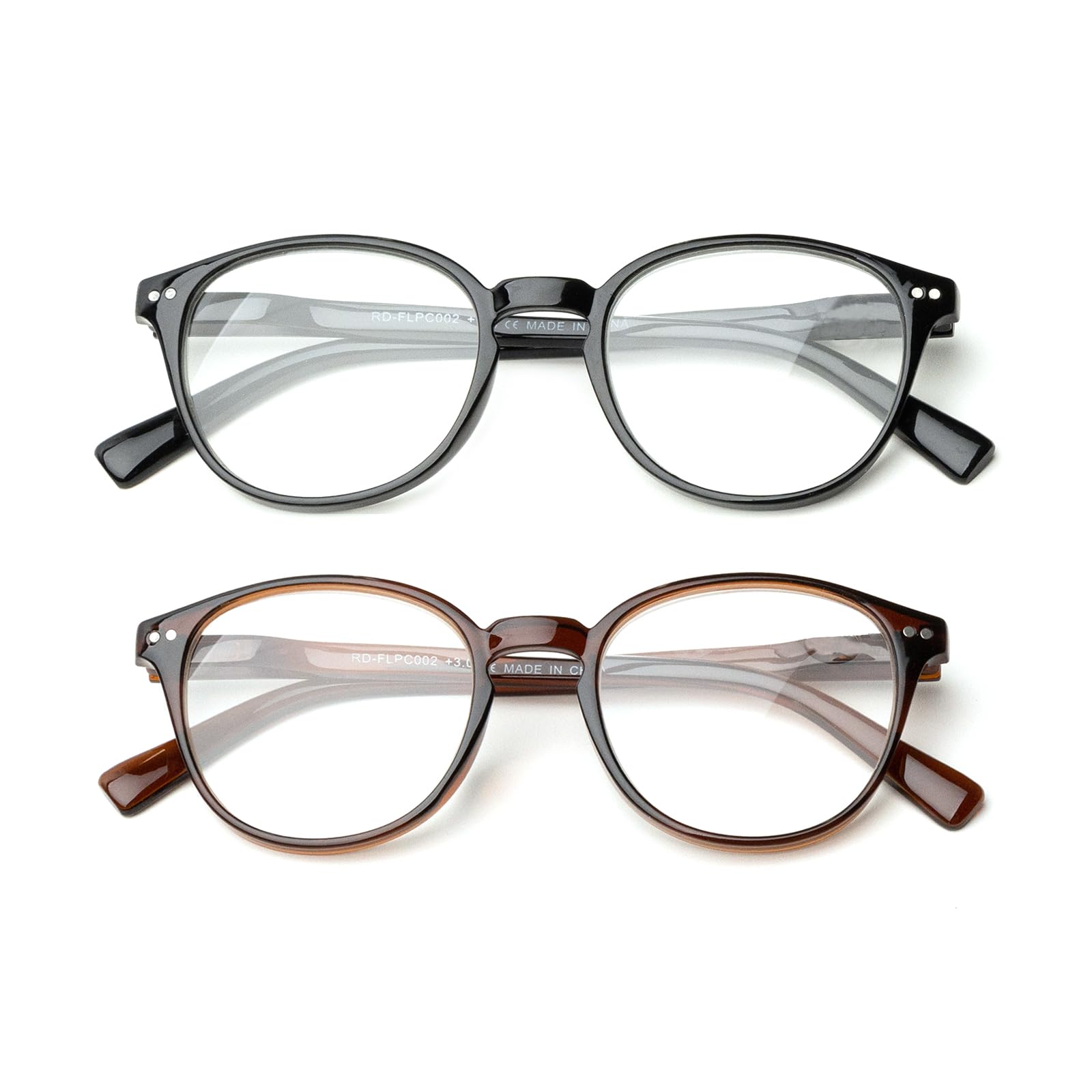 OKH Blue Light Bloqueo Gafas de Lectura para Hombre Mujer Eyewear Redondeadas Anti Resplandor/Fusión Ocular Reducir los Dolores de Cabeza con Bisagras