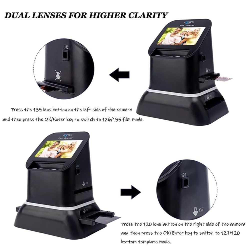Escáner de Películas de Formato Medio 120/35mm,22 MP Alta Resolución,Pantalla LCD 4,3",Convertidor Digital,Edición de Imágenes,Compatible con 135/126/127 Negativos y Diapositivas Antiguas