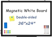 Vista 13 de WALGLASS Pizarra blanca magnética, 36 x 24 pulgadas, de doble cara, borrado en seco, pizarra blanca para pared, colgar o montar, horizontal