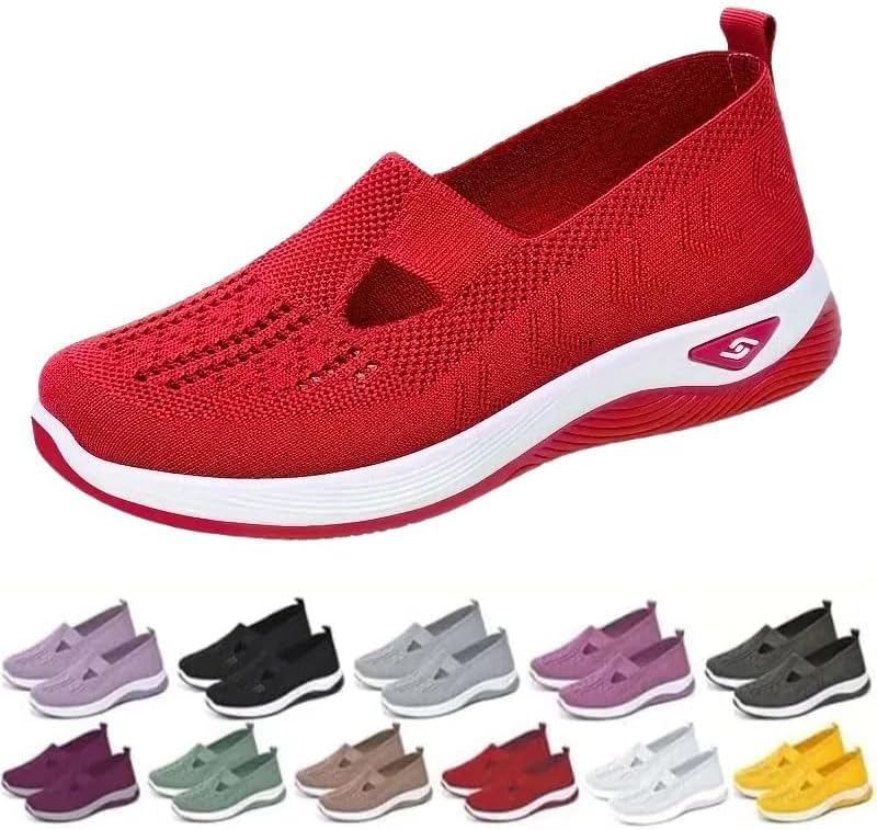 Orthopedic Slip On Sneakers for Women Wide Width Breathable Walking Shoes Non Slip Arch Support Lightweight Comfort