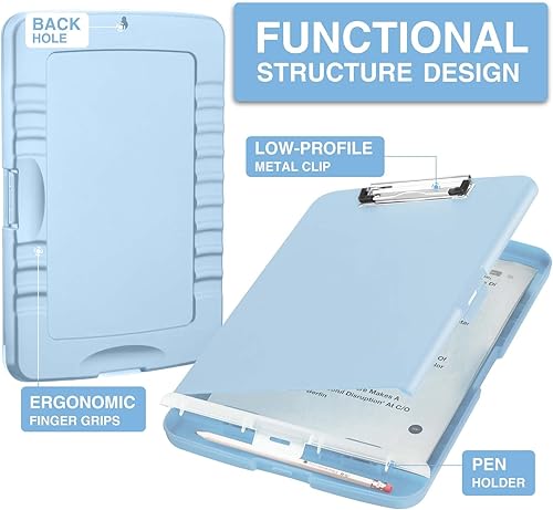 Miniatura 2 de Sooez Portapapeles con almacenamiento, tableros de clip de alta capacidad de 8.5 x 11 pulgadas con almacenamiento, carpeta de portapapeles de