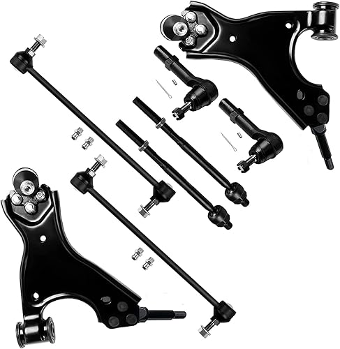 SCITOO 8 piezas de suspensión delantera 2 brazos de control inferiores con rótulas, 2 barras estabilizadoras 2 exteriores 2 barras de acoplamiento