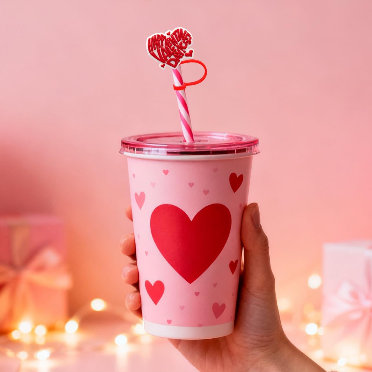 10pcs Valentine’s Day Heart Straw Covers 10mm Reusable Silicone Flower Straw Topper Drinking Straw Tips Cover for Valentines Cup Accessories - Image 5