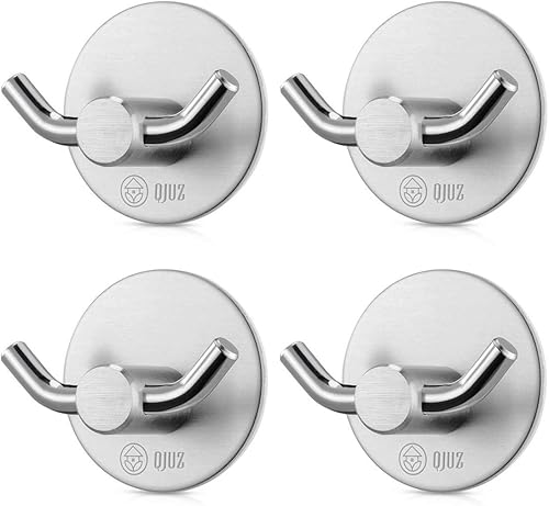 QJUZ Gancho para bata de doble punta, ganchos adhesivos, ganchos de pared resistentes, ganchos para toallas de acero inoxidable, gancho de ducha,