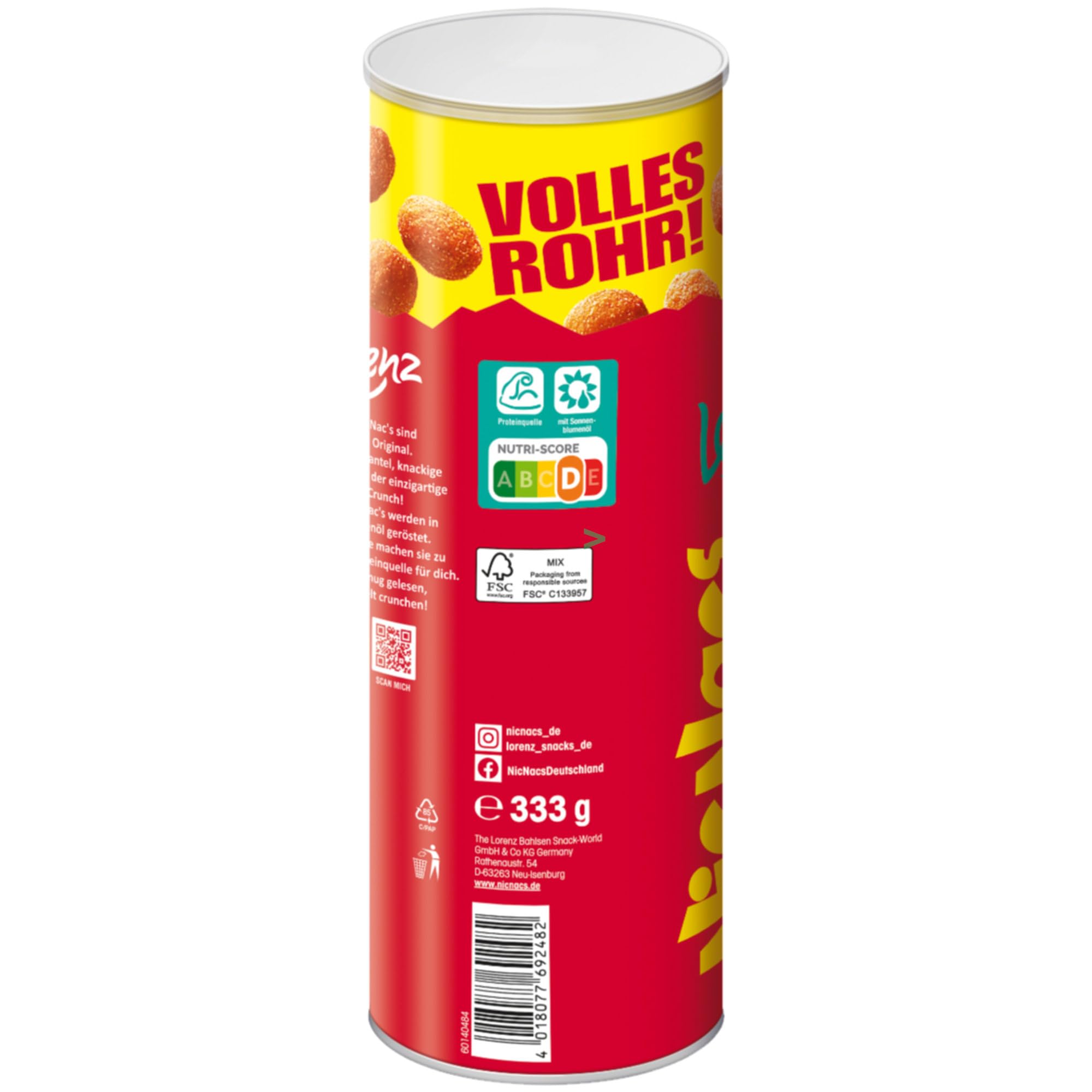 usy Bundle für Lorenz NicNacs Volles Rohr Erdnüsse in knuspriger Teighülle double Crunch 6er Pack (6x333g Dose) + usy Block