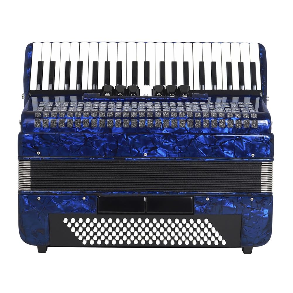 Professionelles Akkordeon, 41 Tasten, 120 Bässe, Tasteninstrumente, Akkordeon mit Riemen, Akkordeontasche für Erwachsene, Anfängerprüfung, professionelles Spielen (Color : Blue)
