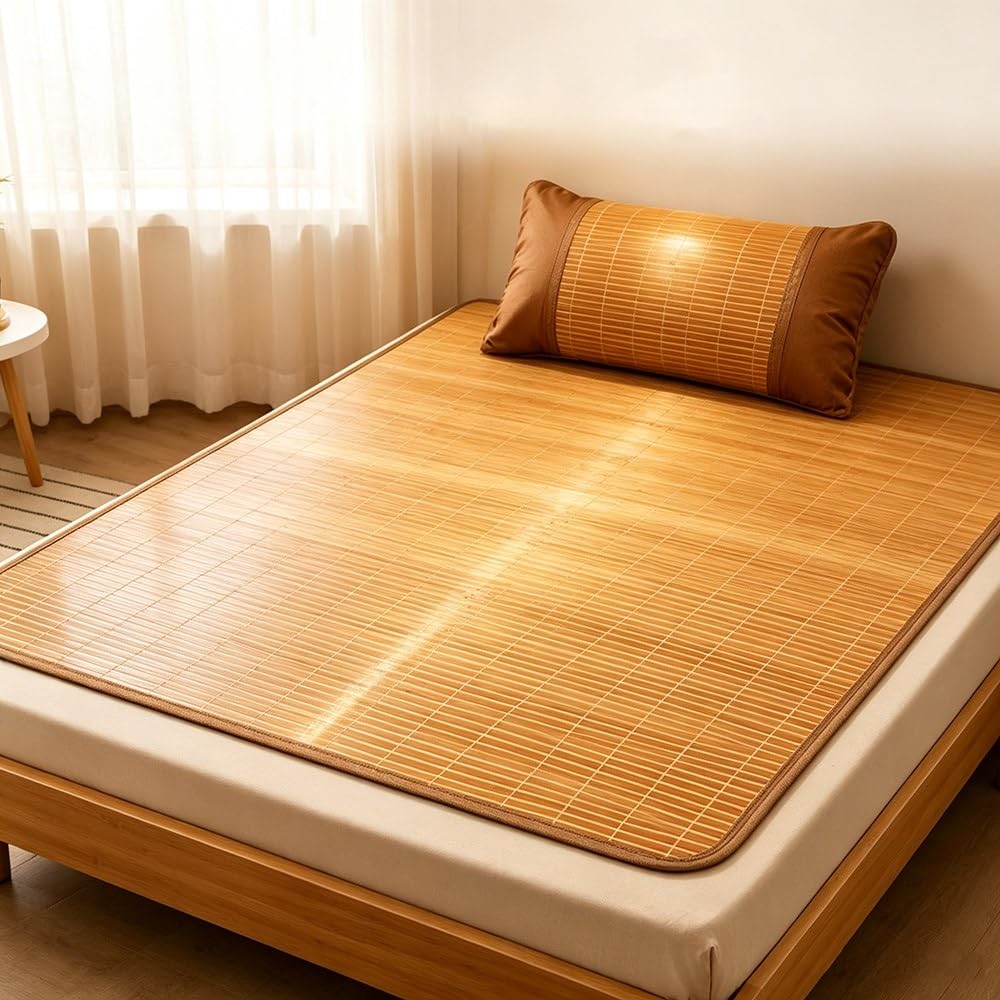 Saison D'été Matelas Bambou - Tapis De Sol Respirant À Refroidissement Nattes De Couchage D'été - Tapis De Bambou Pour Dormir Lit Simple - Pour Le Salon, Le Couloir, La Cuisine Ou Le Bureau(90x190cm)