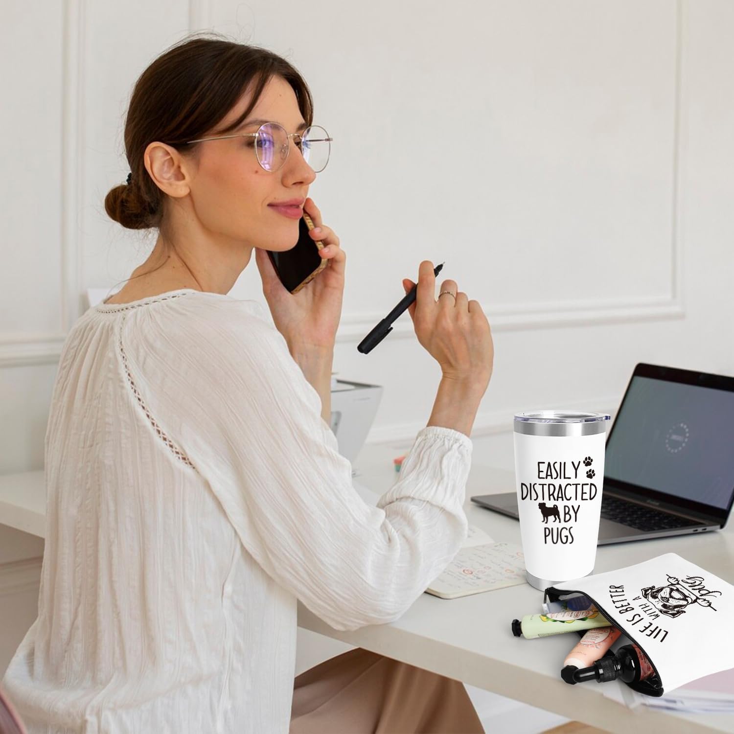 UAREHIBY Pug Gifts For Pug Lovers, Birthday Gifts for Best Friend Sister, Animal Lovers Gift with 20 OZ Wine Tumbler, Dog Mom Gift Who Loves Pugs, Dog Lover Funny Gag Idea for New Puppy Baby Owners - Image 6