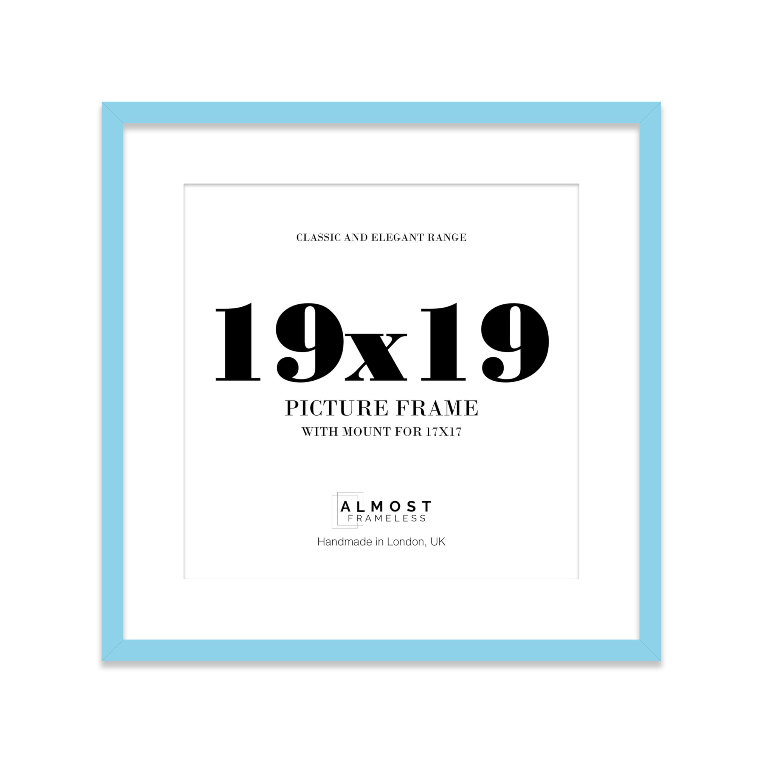 19x19 Light Blue Picture Frame with Mount for 17x17 Photos, Prints - Modern Square Wall Frame, 1 Pack