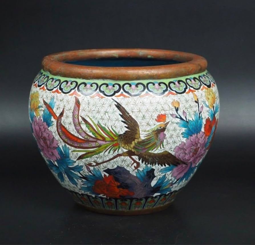 送料無料　中国古玩 鳳凰牡丹図七宝花鉢 植木鉢 送料無料 中国古玩 鳳凰牡丹図七宝花鉢 植木鉢 【公式通販】