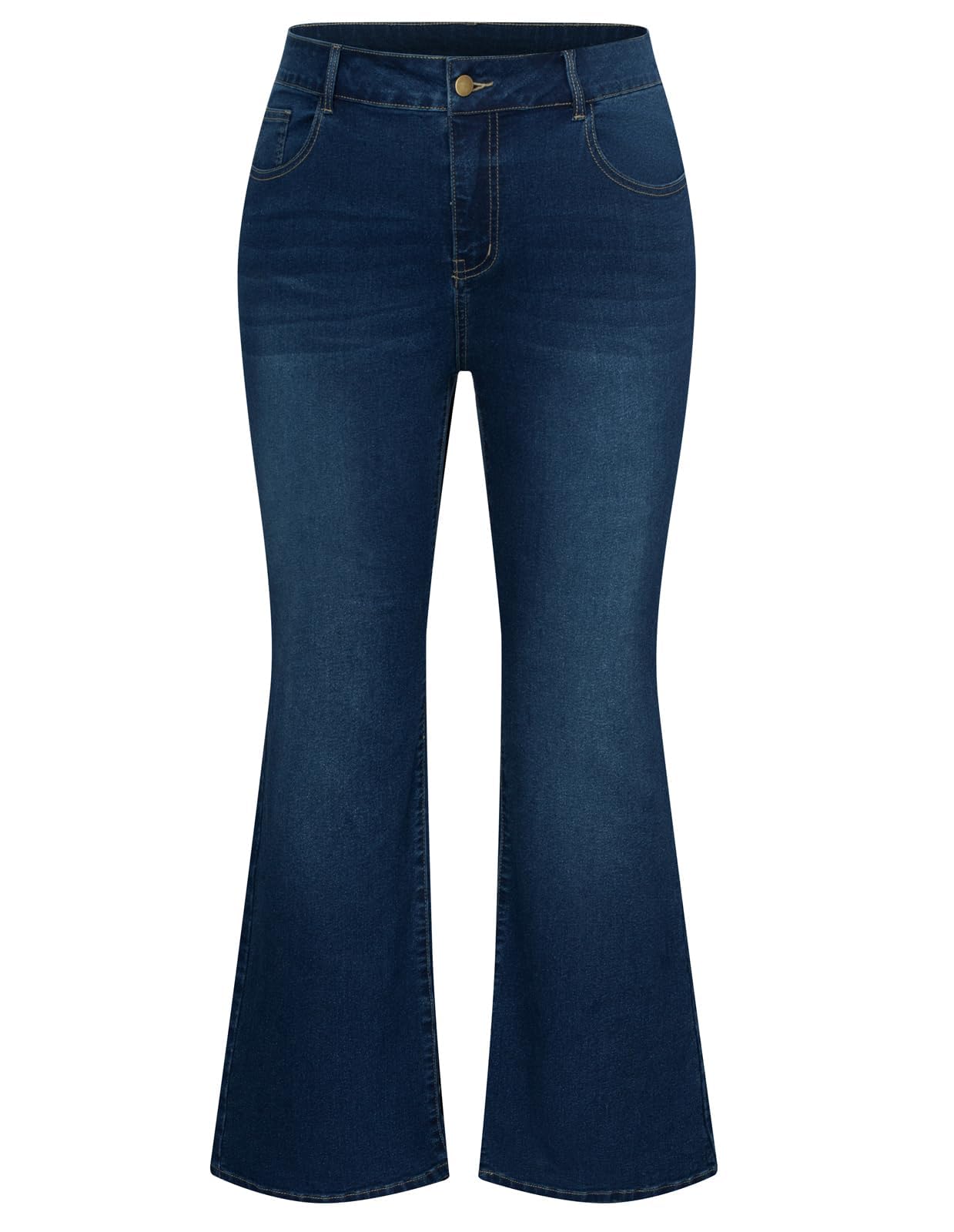 Hanna Nikole Damen Große Größe Bootcut Jeans Hoher Taille Bell Bottom Dehnbare Bootcut Jeans Stretch