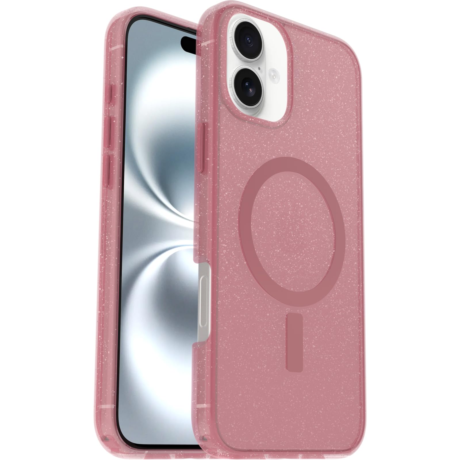 OtterBox Symmetry Series Clear MagSafe transparente Hülle für iPhone 16 Plus, stoßfest, sturzsicher, schützende Hülle, 3X getestet nach Militärstandard, Transparent/Rosa