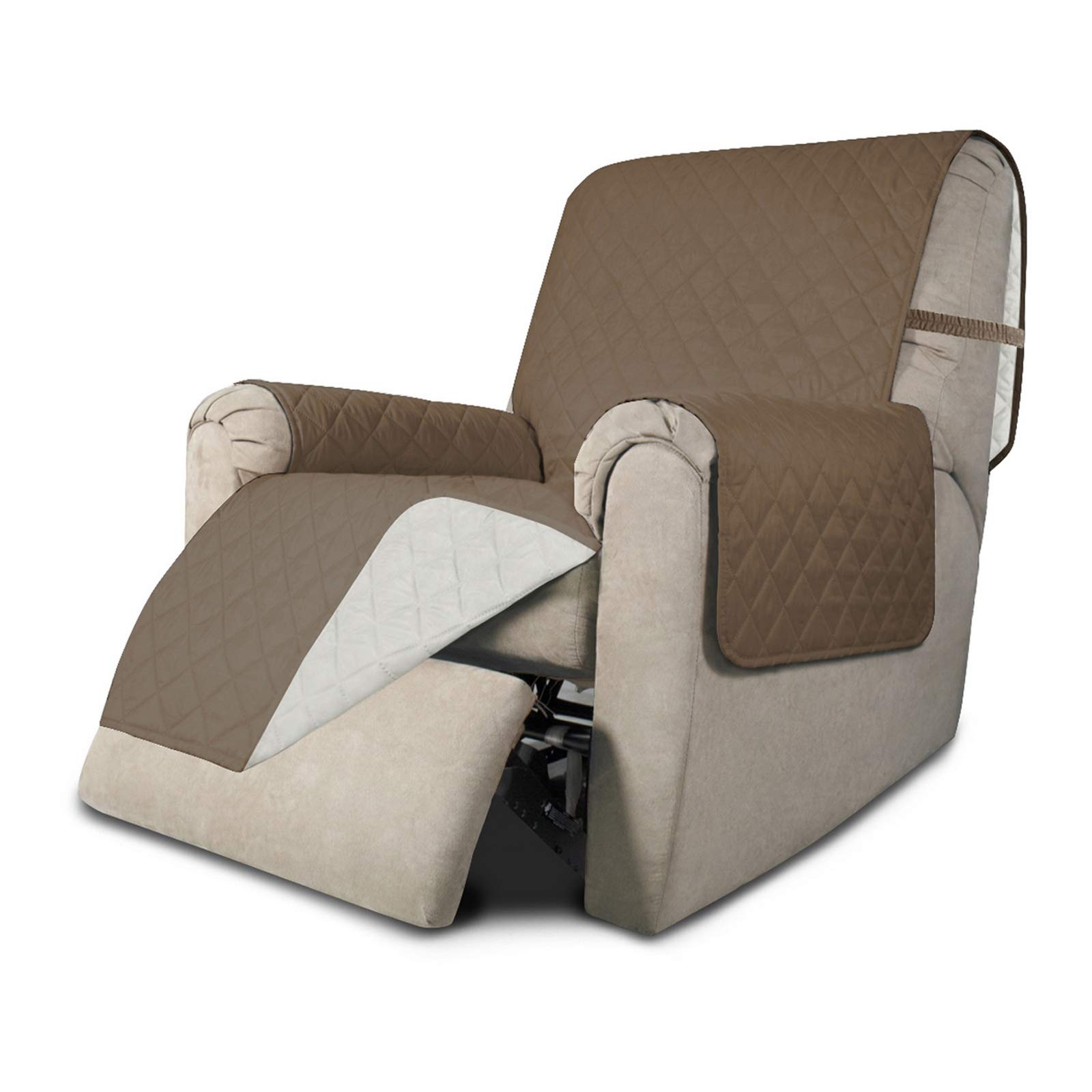 Easy-Going Reversible Couch Cover, Recliner 19 in, Camel/Ivory