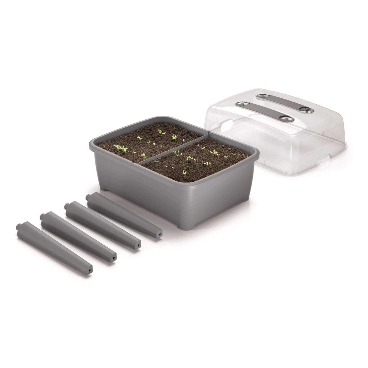 Prosperplast Jardinera Alta con Tapa de policarbonato, para Proteger Tus Plantas L Respana Planter Set de plástico en Color Antracita, 96,3 (Alto) x 77 (Ancho) x 58 (Profundo) cms