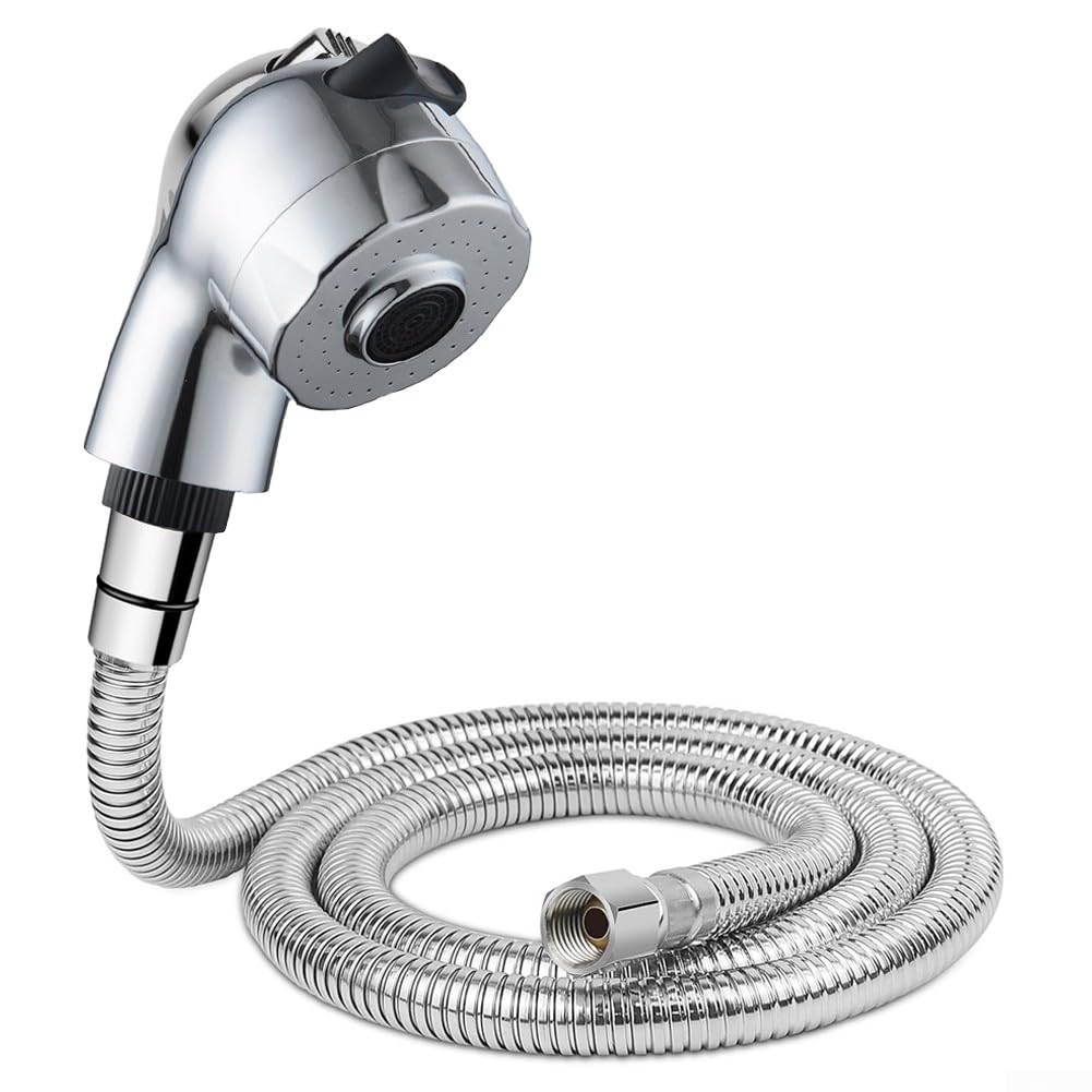 Mixer Taps Sprayer Set, 1.1m Shampoo Bowl Hose And Sprayer Head Kit G1/2 Salon Sink Hose Replacement