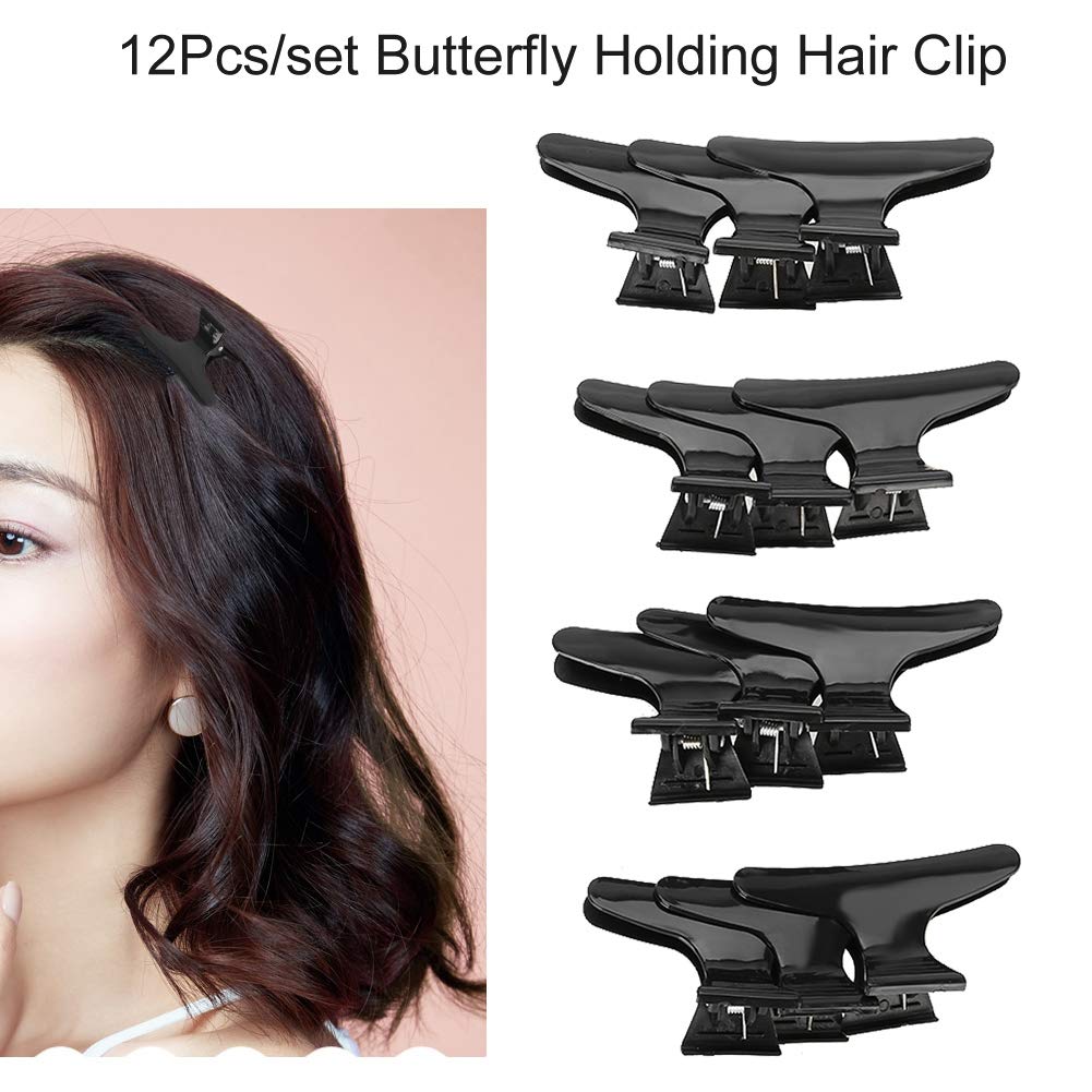 Butterfly Clips 12Pcs Salon Hair Clip Hairdresser Clamps Hairdressing Tool for Styling Sectioning, Cutting and Coloring (Black) - Image 4