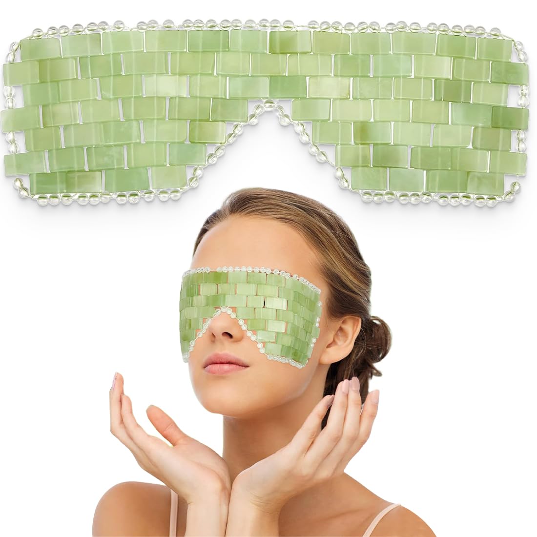 Maschera per Gli Occhi in Giada, Maschera Per Occhi In Pietra, Naturale Pietre Di Giada Anti Invecchiamento, Aiuta A Ridurre il Gonfiore Degli Occhi, il Seno, il Mal di Testa, L'Emicrania