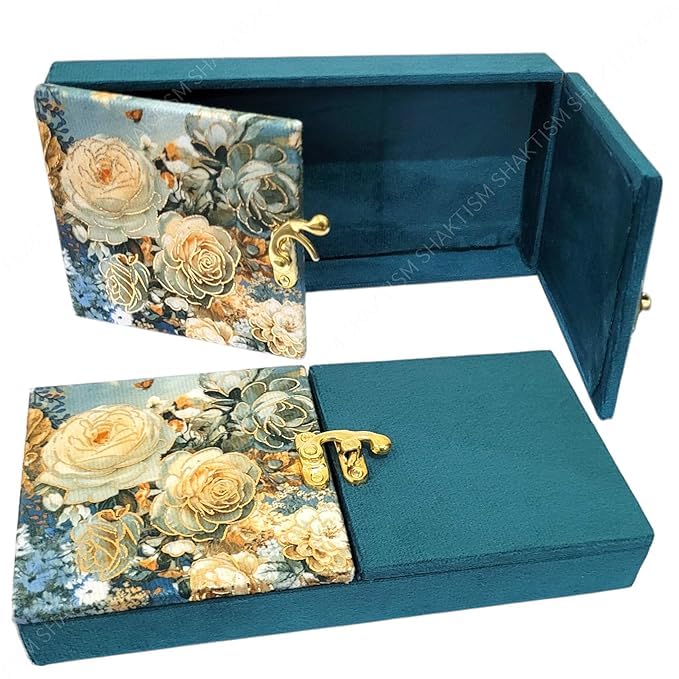 SHAKTISM Decorative and Attractive Cash Box With Clip Lock, Shagun, Jewellery, Money Box Envelop Wedding, Gift Box, Bangel box Sea Green Color, Set of 1, Rectangle Shape (Pack of 1Pc)-image-15