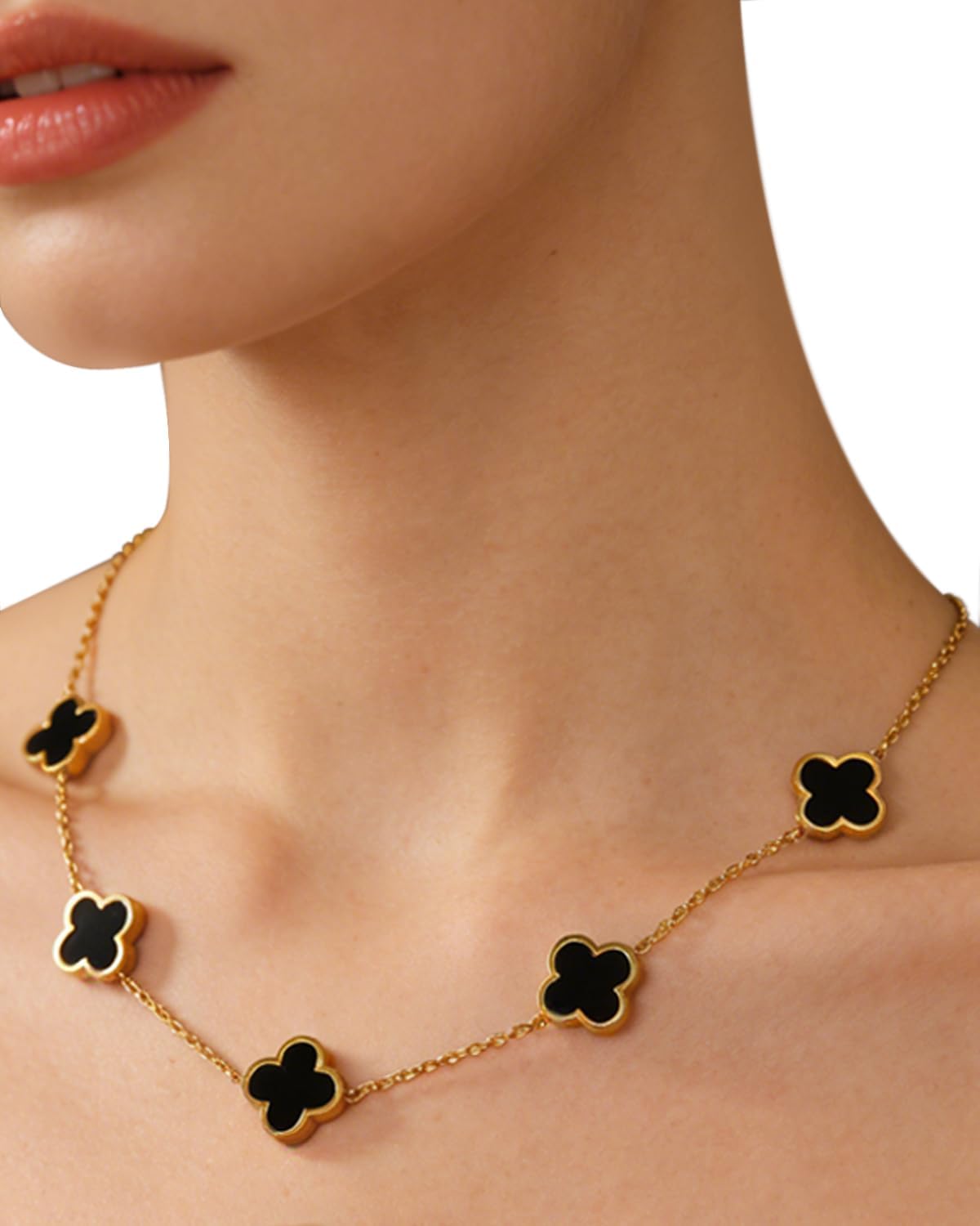 18K Gold/Silver Plated Four Leaf Clover Necklace Dainty Non Tarnish Gold Necklace for Women Trendy Lucky Jewelry Gift Valentines Day Gifts - Image 2