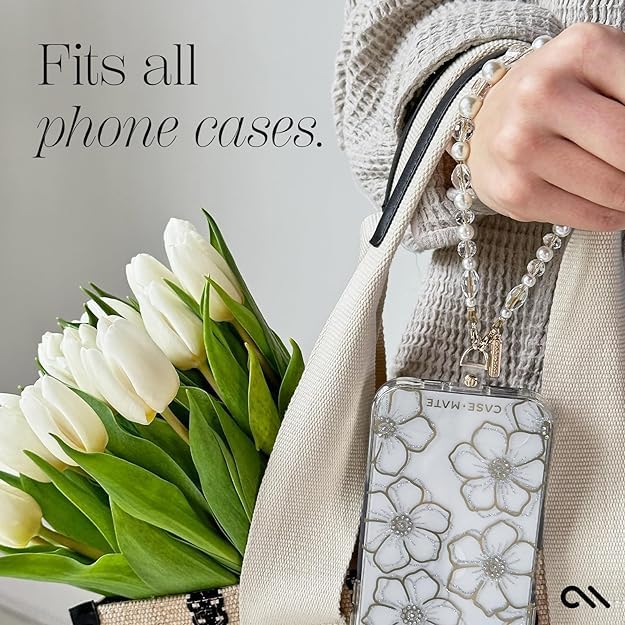 Miniatura 8 de Case-Mate Correa de teléfono con cristales y perlas de cuentas - Cordón desmontable para teléfono - Correa de muñeca - Agarre ajustable para