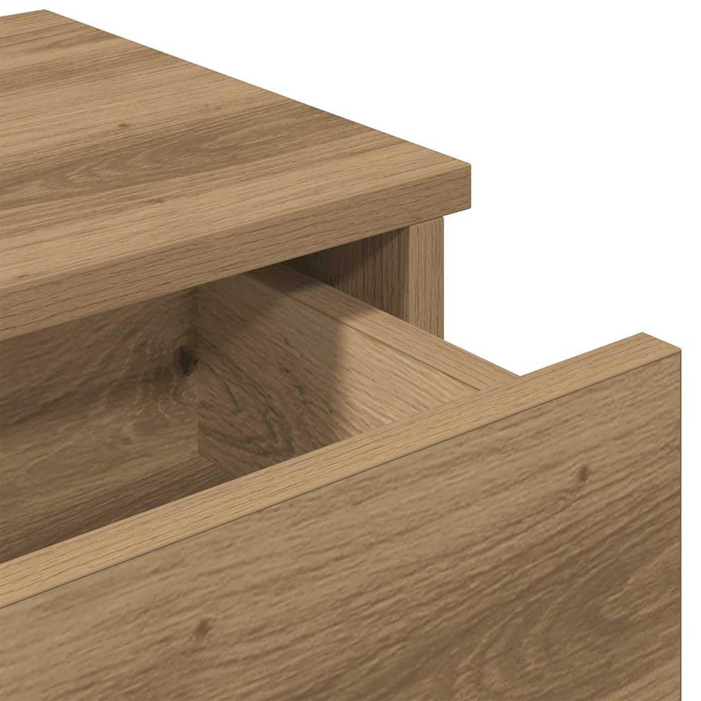 Estante de Pared con Cajones, Tocador Flotante, Madera Roble Artesano, Diseño Flotante Multiusos, Almacenamiento Organizado, Soporte 60 kg, para Dormitorio, Salón, Oficina, 80x31x17 cm