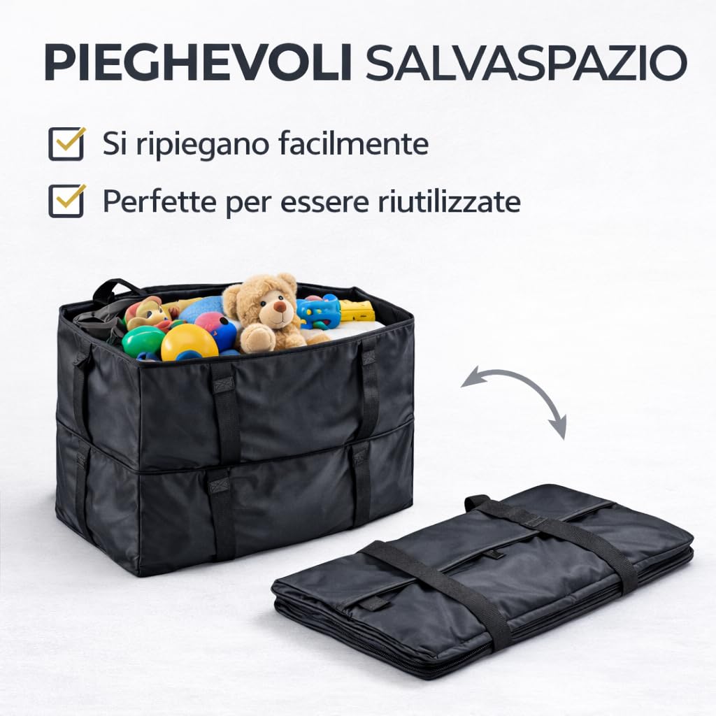 Borse per Trasloco con Manici Rinforzati, Zip e Cinghie per Zaino, Contenitori Organizer per Imballaggio, Sacchi per Stoccaggio Impermeabili, Materiale 420D Oxford, set, Nero, 80x45x25 cm (Quattro)