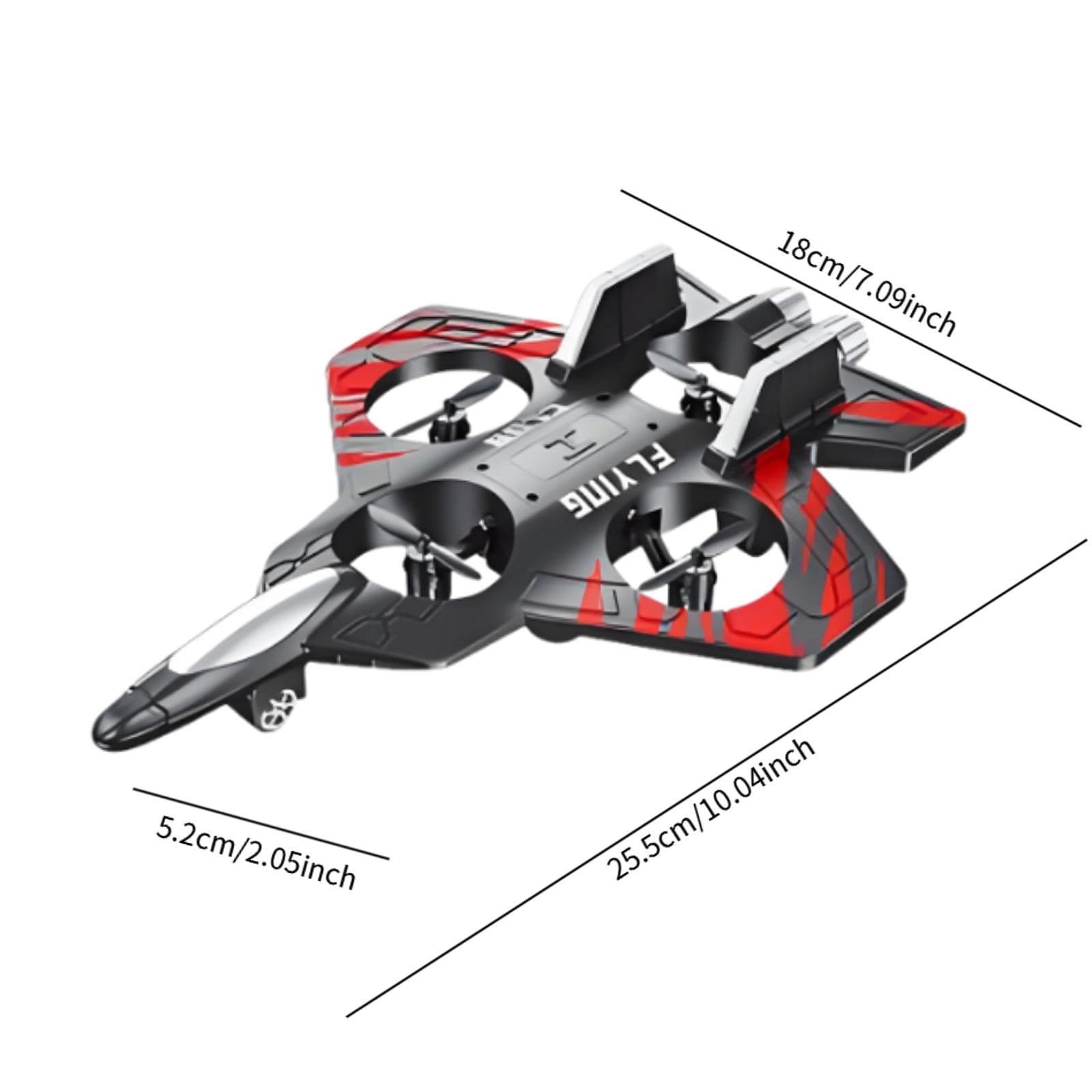RC Aeroplano Giocattolo Telecomandato in Schiuma Eva Durevole Luci LED Rotazione Acrobatica 360° Funzione Ritorno Adatto per Bambini E Adulti, Rosso