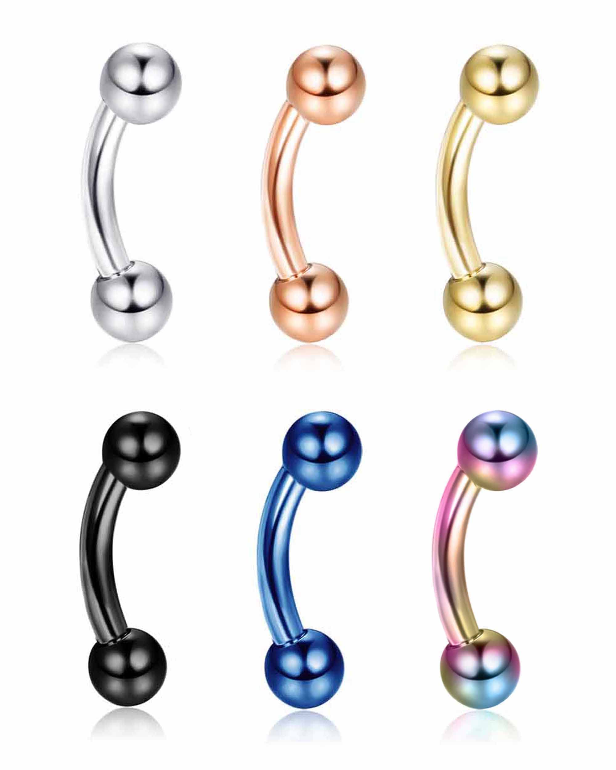 Kakonia G23 - Piercing de ombligo de titanio de 14G, 6 mm, 8 mm, para mujeres y hombres, bonito piercing de ombligo pequeño con bolas pequeñas de 3 mm