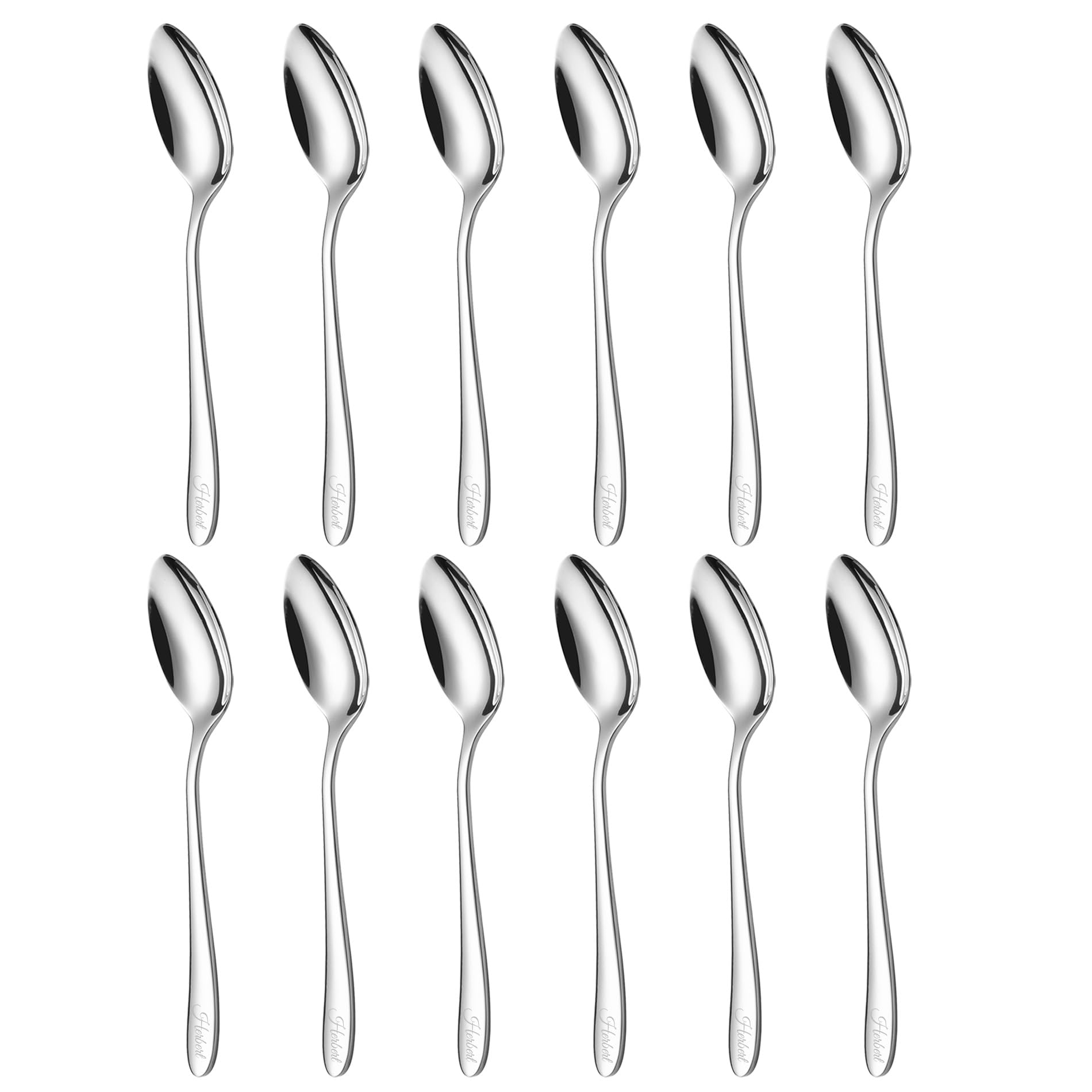 personalisierbarer Löffel Set mit Gravur, 12 Stück Esslöffel, 20cm | Edelstahl Suppenlöffel, Individuelles Geschenk für Hochzeit/Geburtstag, Tafellöffel, Spülmaschinenfest, Spiegelpoliert