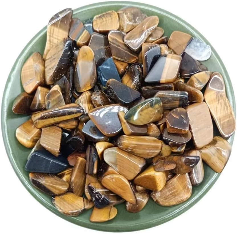 KatLin Beautiful Natural Tumbled Stone Tiger Eye Stone Gravel Gemstone for Fish Tank Flowerpot Steam Room Garden Home Decoration Pebbles Ornaments (Color : 1KG, Size : 0.5-1.5cm)