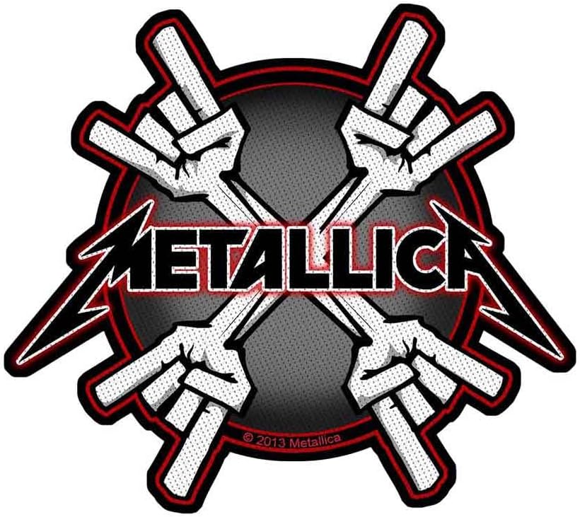 Metallica Patch Metal Horns Band Logo Official Black Cut Out 10cm x 9cm Taglia unica