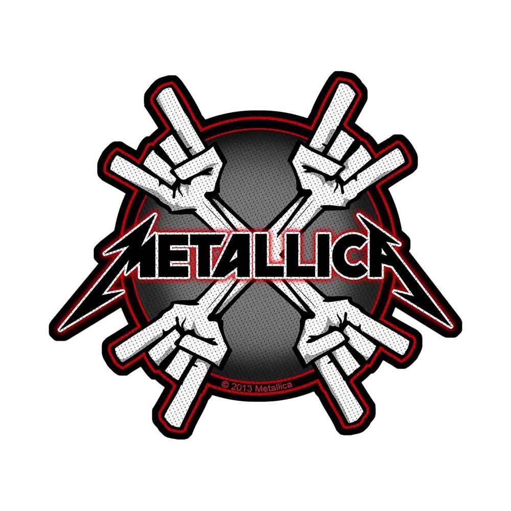 Rock Off Officially Licensed Products Black Metallica Patch Metal Horns Band Logo Official Cut Out 10Cm X 9Cm Taglia Unica