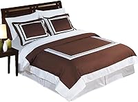 Vista 4 de Hotel Blue and Chocolate - Juego de funda de edredón de 3 piezas King / Cal-King, 100% algodón, 300 hilos