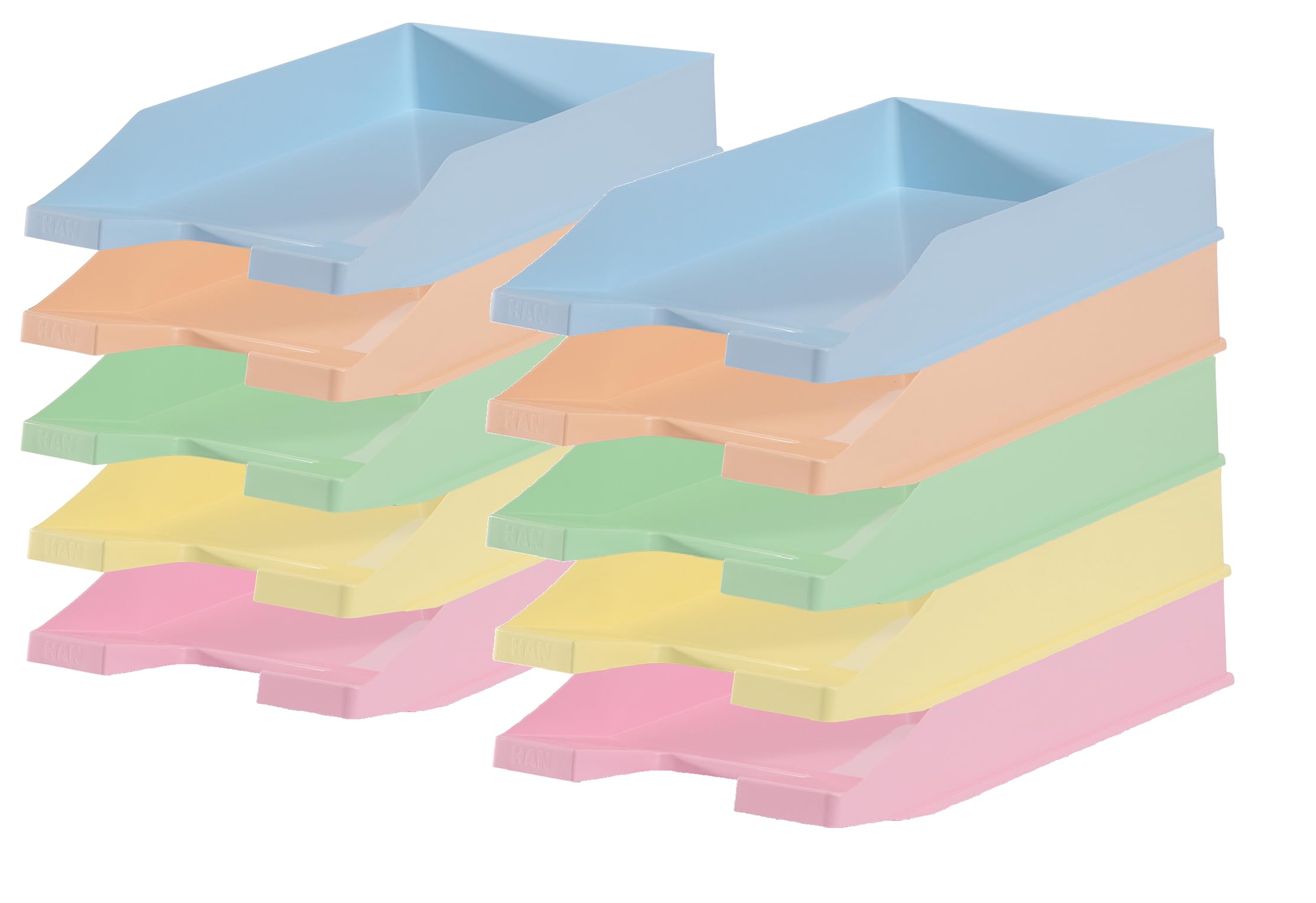 HAN 1027 Briefablage Klassik, Schreibtisch Organizer, Bürobedarf, Ablagefächer, Büromaterial, Briefkorb, Dokumentenablage, bis Format A4/C4 (Klassisch, Modern, Pastell Sortiert, 20 Briefablagen)