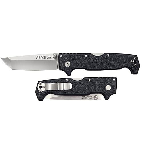 Miniatura 3 de Cold Steel SR1 Lite 8Cr14MoV Steel 4" Blade Griv-Ex Handle Tactical Self-Defense Folding Knife with Tri-Ad Locking Mechanism, PocketBelt Clip
