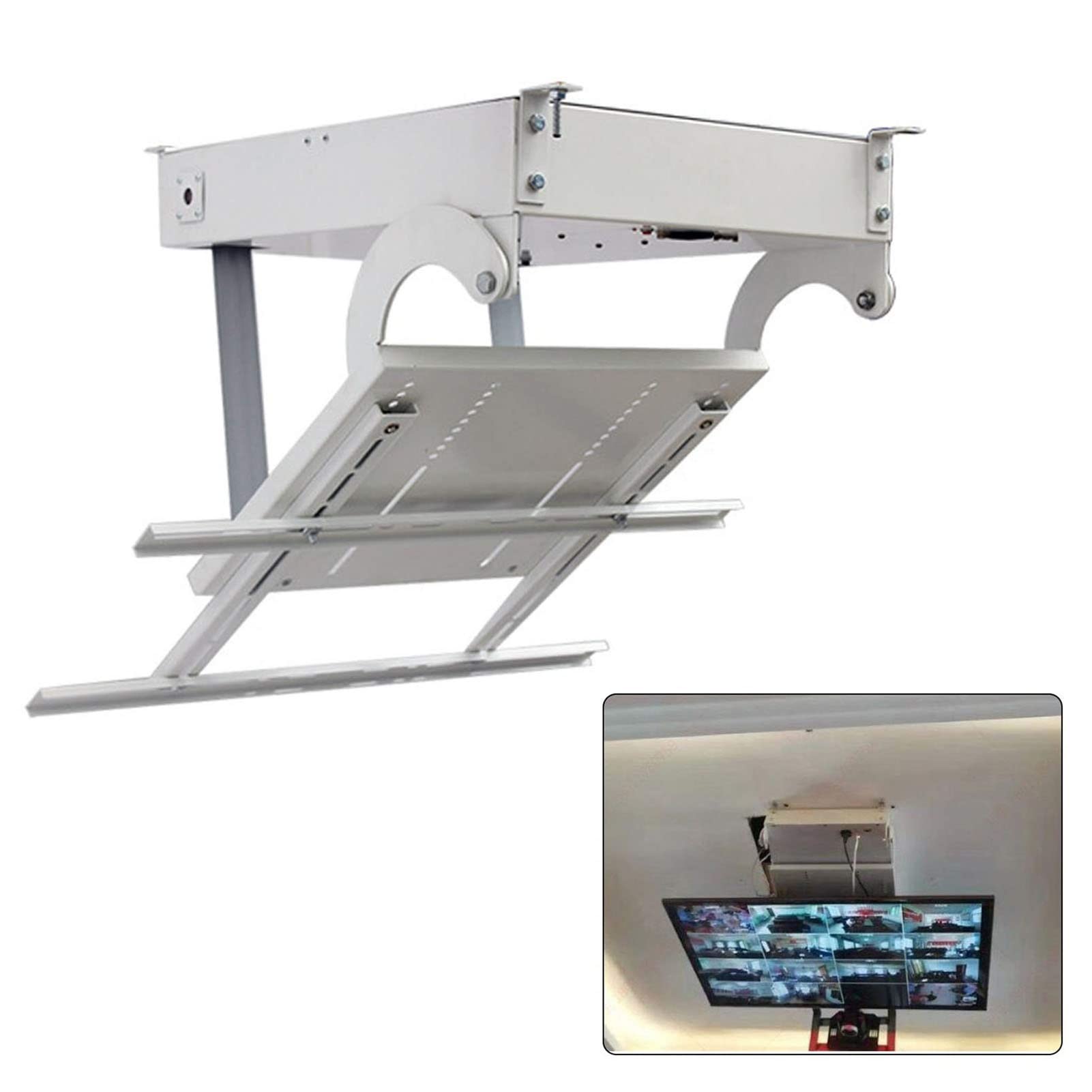 CAFIEDR Electric Tv Lift-Electric Adjustable Angle Ceiling Tv Mount Bracket,32-85Inch Screens,Remote Control Large Flip Down Motorized Pitched Roof,150Lbs Load Capacity.26-32in TV
