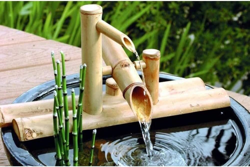 Bamboo Fountain Decor with Pump, Water Spout Waterfall for Garden & Outdoor, 50cm