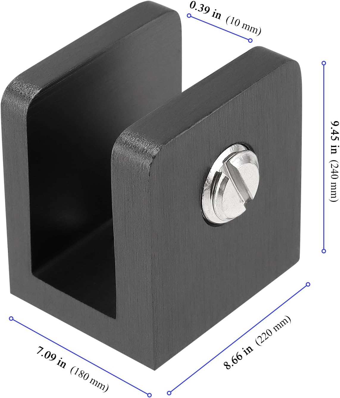 4 PCS Glass U-Clamps, Wall Mount Clamps for 5/16-3/8 inch Glass Shelves, Square Glass Clips, Glass Shelf Brackets for Glass Plates, Bathroom Clips Holder Support Hardware, Black