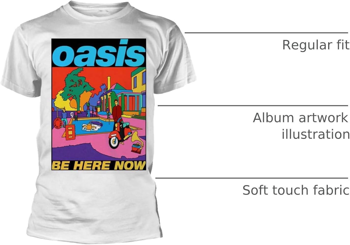 Amazon.com: Oasis T Shirt Be Here Now Illustration Band Logo