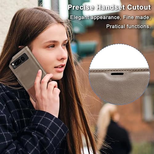 Miniatura 6 de KEZiHOME Funda para Google Pixel Fold, cuero genuino bloqueo RFID Funda tipo cartera con ranuras para tarjetas, soporte para teléfono con tapa para