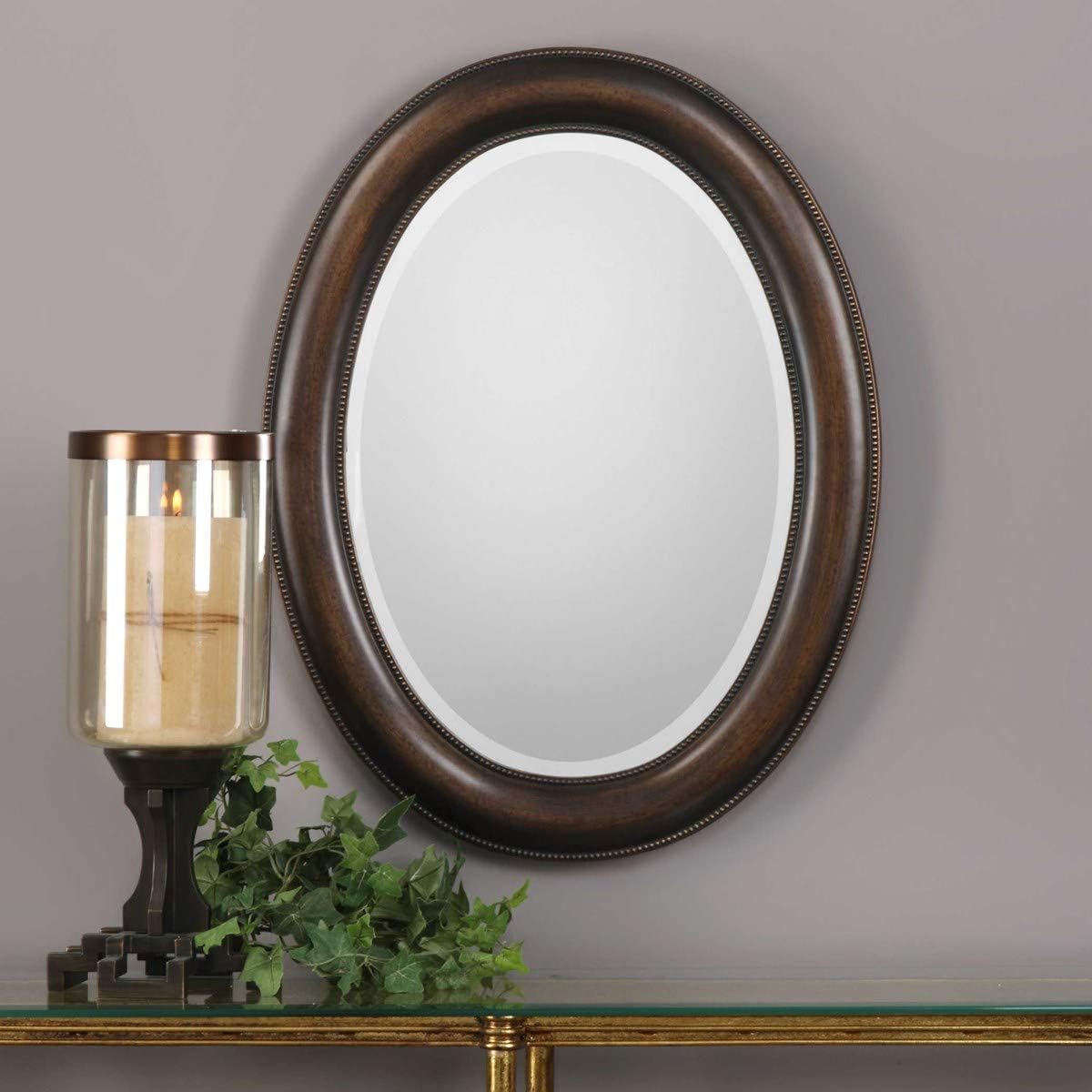 Moss + Fig Oakes Dark Bronze Oval Mirror | Oval Wall Mirror in Dark Bronze Finish (22 in. W x 29 in. H Oval Mirror)