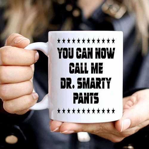 Miniatura 3 de Regalo de graduación ideal para amigos doctorales  Dr. Smarty Pants  Taza de café de cerámica blanca natural de 11 onzas