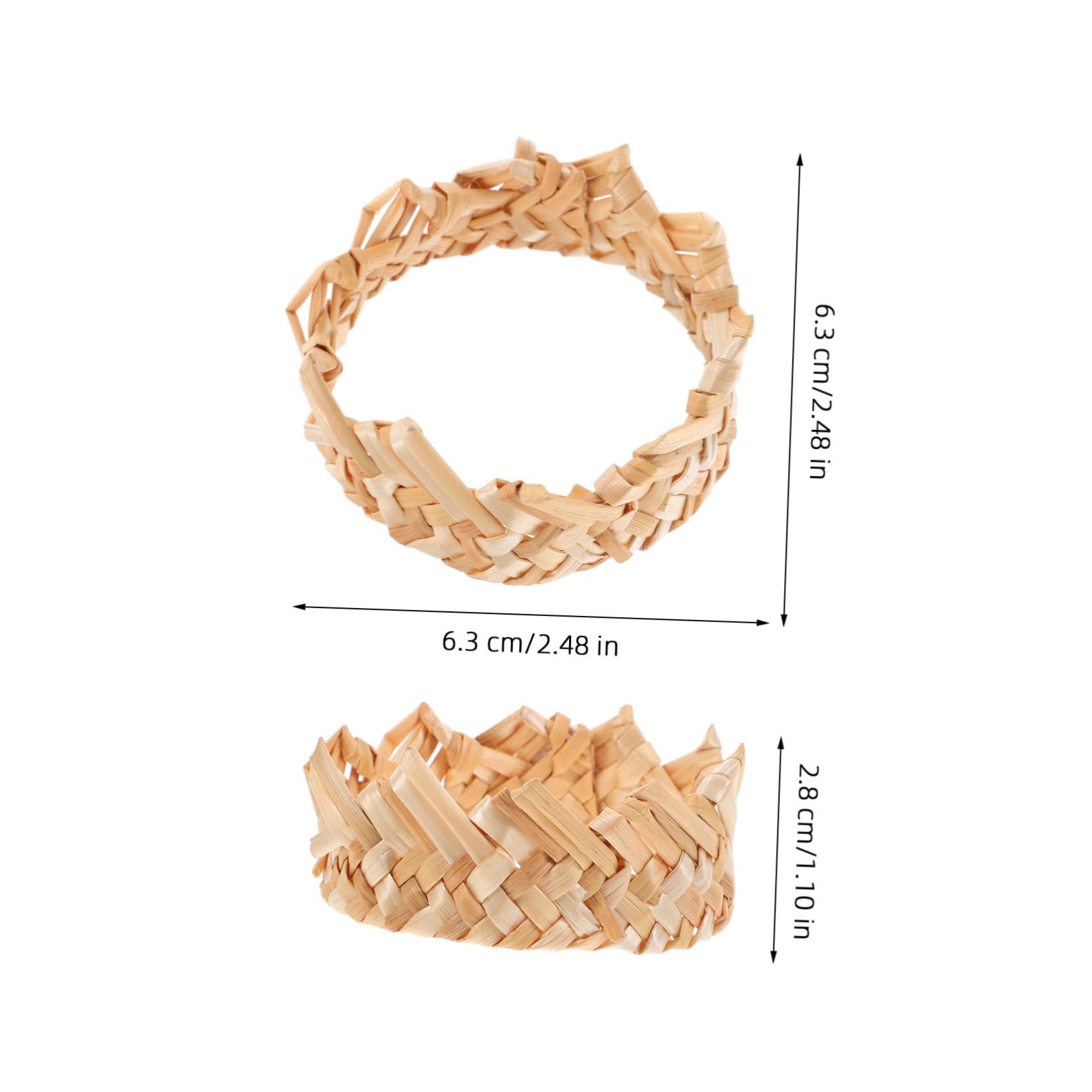 Ronds de Serviette en Paille Tressée Lot de 6 Beige Rustique | Décoration de Table Mariage, Lot de 6 Pièces, pour Dressage et Réception