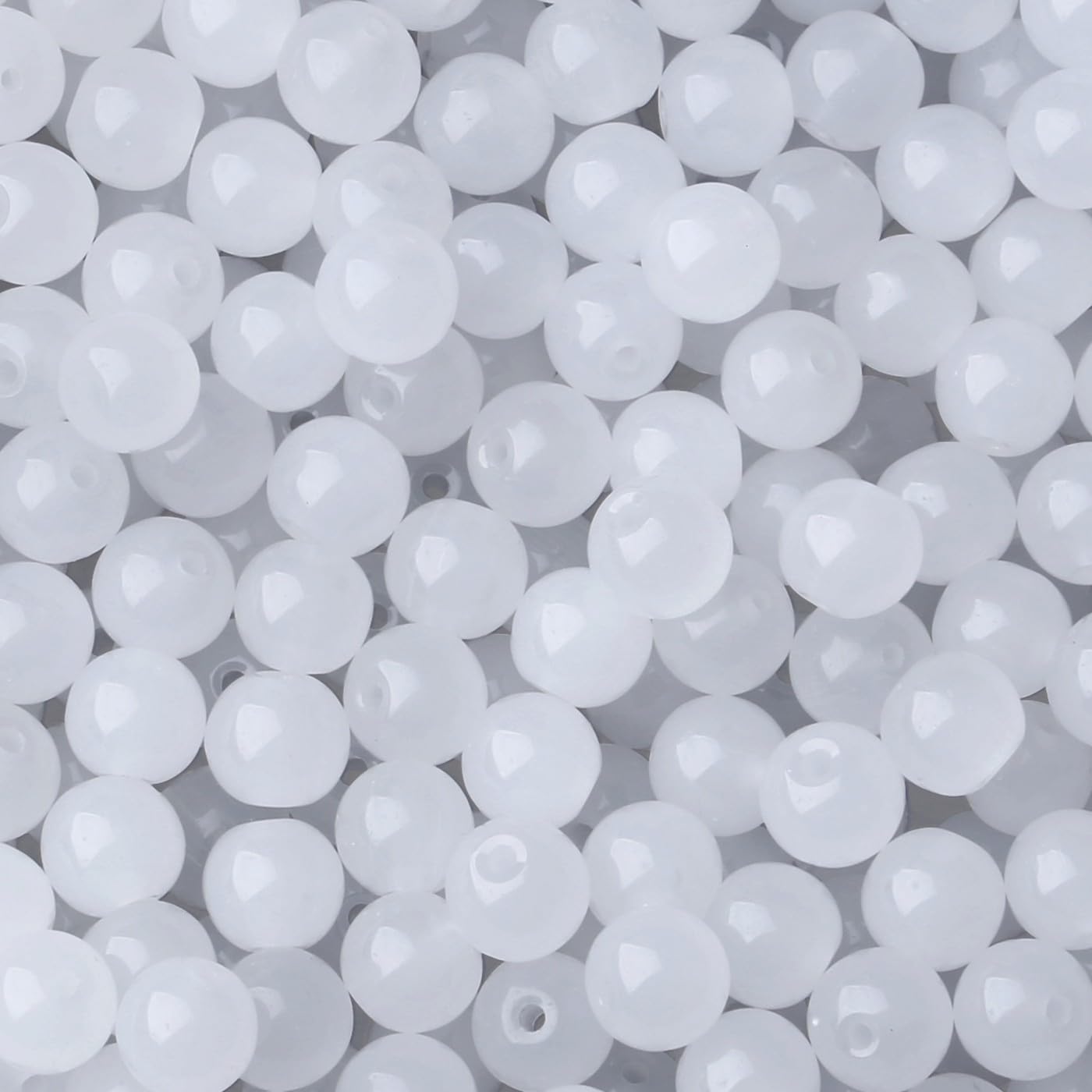 500Pcs White Round Glass Beads 8mm for Necklaces | Clear Glass Crystal Beads for Bracelet Making Kits Earring Bracelets and DIY Crafts(White) White 8mm 500pcs