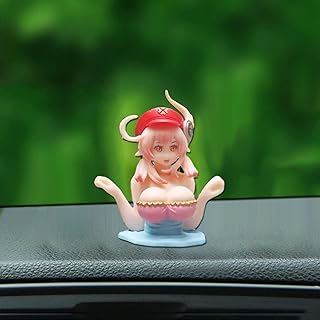 2023 Kawaii Shaking Chest Ornaments,Anime Beautiful Girl Car Ornament Q-Version Toy Gifts,Cute Shake Girl Car Dashboard Decorations,Action Model Doll for Room Desktop Car Dashboard (1pc-New-Red)