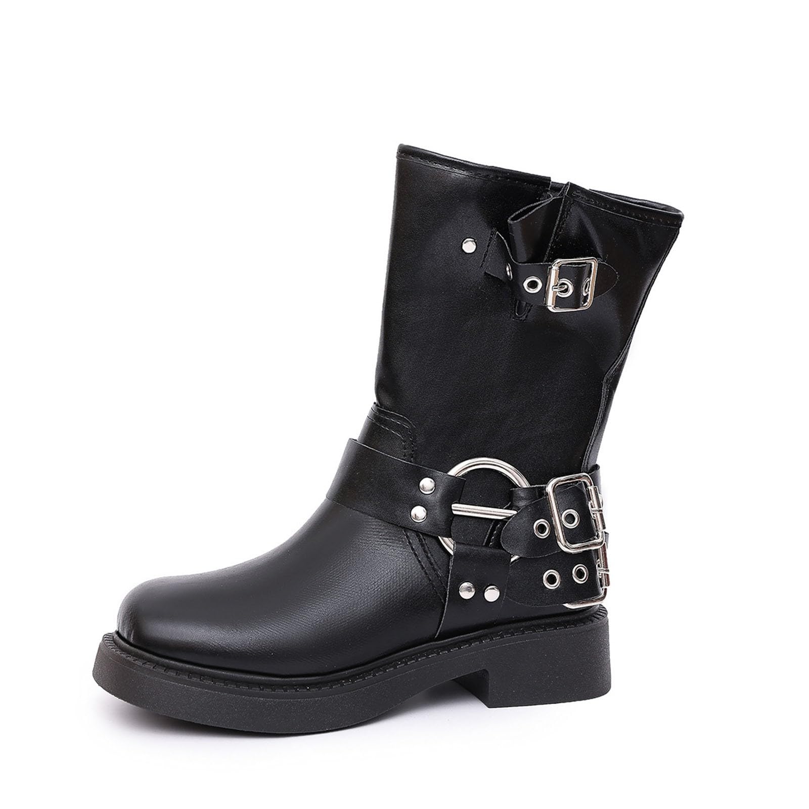 Botas por Encima de la Rodilla Botas de Media caña con Punta Redonda, Estilo Vaquero Occidental, para Mujer.